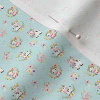 Baby Cows and Blooms - 3513 mini // pastel mint