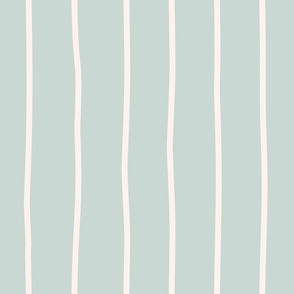 Earthy Boho Hand Drawn Vertical Thick Stripes - (LARGE) - Blue and Eggshell White