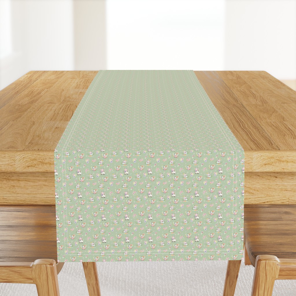 Baby Cows and Blooms - 3515 mini // pastel sage green