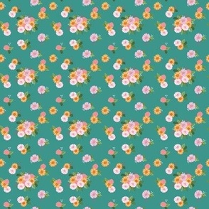 Spring Floral on Teal - small scale