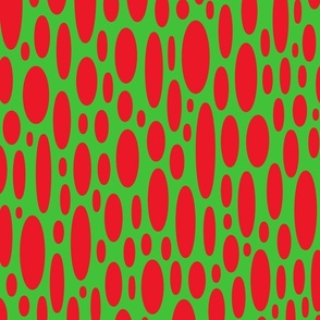 Red Green Christmas Oval Dots - medium scale