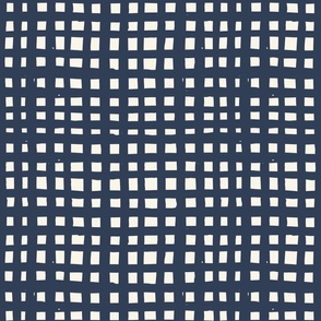 Americana Checkered, Navy Blue on Off-White