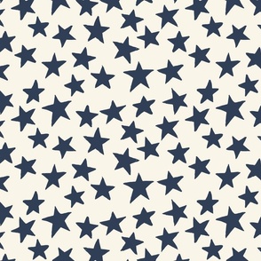 Americana Stars, Navy Blue on Off-White