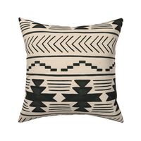 Rustic Boho Geometric Pattern Black and Cream 12 inch