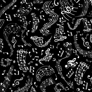 Music Notes  9 black and white