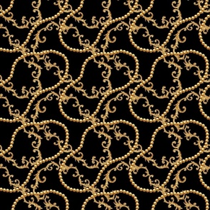 Golden chain glamour baroque style pattern. Middle scale