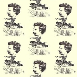 Mark Twain Author Vintage Charicature