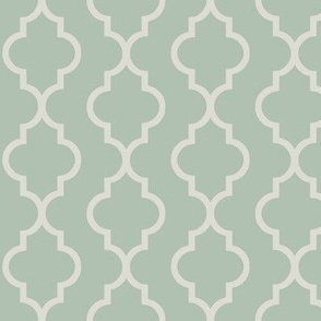 Spa and Cream Quatrefoil Stripe