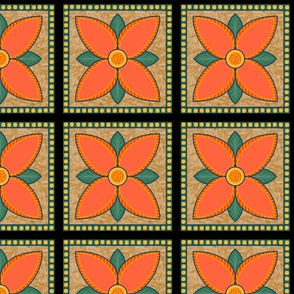 Orange flower tile