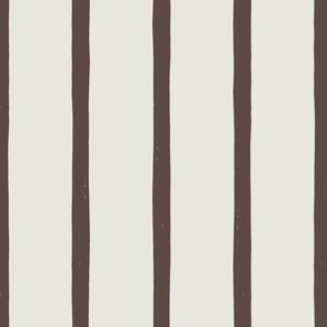 Modern Stripe in Dark Brown on Cream