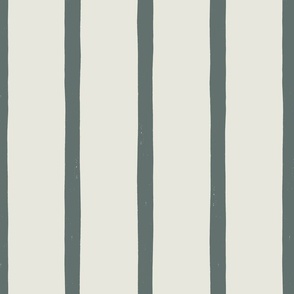 Modern Stripe in Cadet Blue on Cream