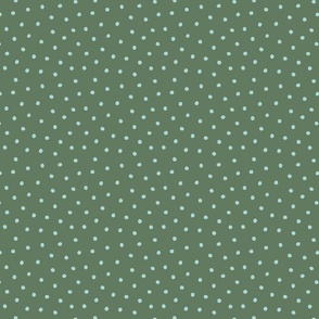 Hand Drawn Polka Dots - Forest Green and Light Blue - Medium