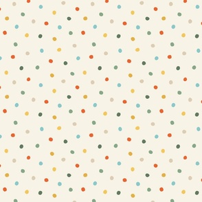 Hand Drawn Polka Dots - Multi-Color on Cream - Large