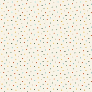 Hand Drawn Polka Dots - Multi-Color on Cream - Medium
