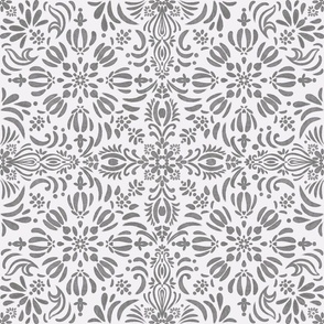 Ink Blossom Tiles - Watercolor Ash Grey Florals