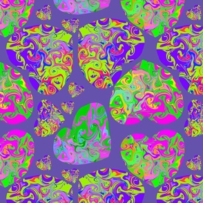 Liquid Art Hearts / Colorful Hearts - Purple Background