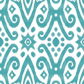 Ethno Shapes Turquoise White Large 