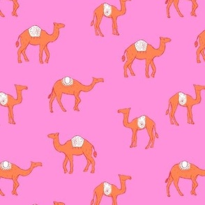 Camel friends summer - Moroccan themes arabic vibes boho animals design girls palette orange on pink