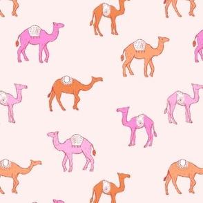 Camel friends summer - Moroccan themes arabic vibes boho animals design girls palette pink orange on ivory