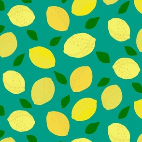 Juicy Lemon Citrus Twist on Green Teal Medium
