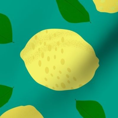 Juicy Lemon Citrus Twist on Green Teal Large