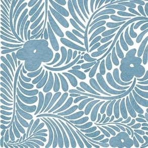 Whispering Retro - Modern Florals and foliage in Sky blue