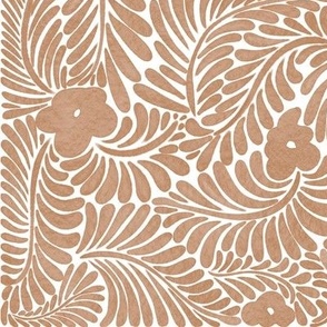 Whispering Retro - Modern Florals and foliage in Sienna Brown