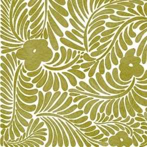 Whispering Retro - Modern Florals and foliage in Olive Green