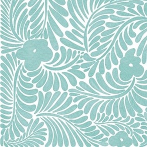 Whispering Retro - Modern Florals and foliage in Aqua Blue