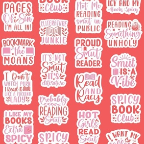 Bigger Spicy Book Club Smut Reader Sticker Sayings on Red