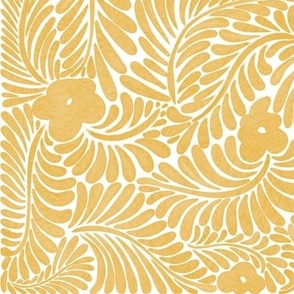 Whispering Retro - Modern Florals and foliage in Marigold Yellow