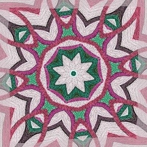 textured octagon star - pink green