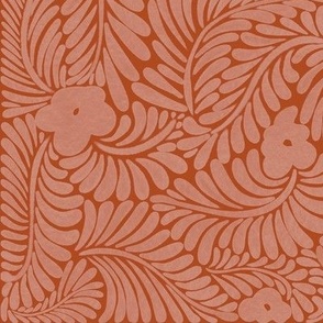 Whispering Retro - Modern Florals and foliage in Rust Red