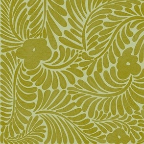 Whispering Retro - Modern Florals and foliage in Olive green