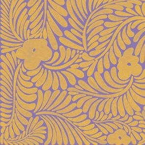 Whispering Retro-Modern Florals And foliage in Purple and Orange