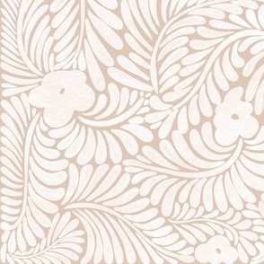 Whispering Retro - Modern Florals And foliage in Beige and Off white