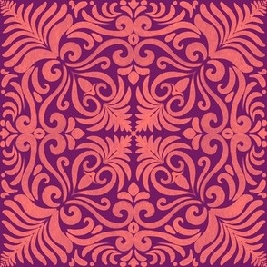Art Deco Petal Harmony in red and purple