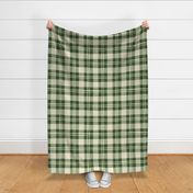 (L) Christmas Plaid - hand-drawn cosy cabin core tartan check - winter green on cream