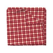 (S) Christmas Plaid - cozy cabin core tartan check - winter red on cream