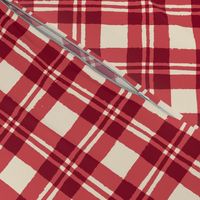 (S) Christmas Plaid - cozy cabin core tartan check - winter red on cream