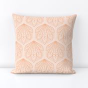 M – Peach Peacock Feather Hearts - Coral orange taupe geometric hexagon block print