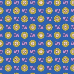 Sun & Sea ☀︎ | Summer Sun and Abstract Waves Graphic Design in Blue, Pink + Yellow