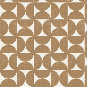 Minimal Textured Geometric in Vintage Golden Brown on Warm Eggshell White - Small Scale