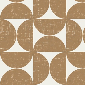 Minimal Textured Geometric in Vintage Golden Brown on Warm Eggshell White - Medium Scale