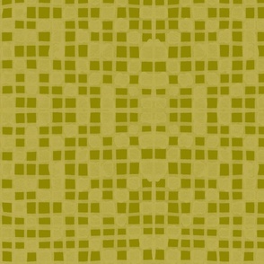 Asymmetric Inked Grid - Olive green tones uneven checks