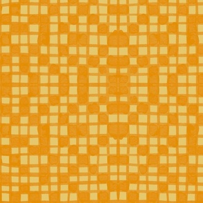 Asymmetric Inked Grid - yellow and orange uneven checks