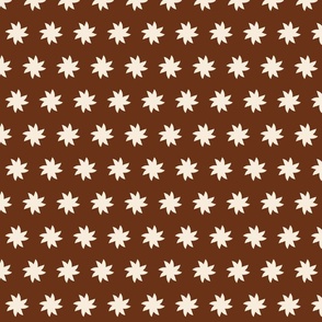 Offwhite Flower Silhouettes on Brown