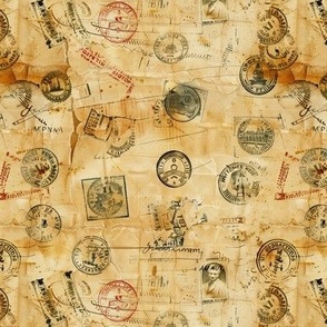 Travel Stamps on Parchment