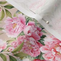 Watercolor peonies - 3524 small // silver peony peach pink