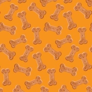 Dog Treat Pattern Cute Dog Bone Orange, Dog Bone Fabric, Cute Dog Bandana Fabric